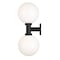 Z-Lite Laurent Outdoor Wall, 2-Light, 12 In.W x 13 In.L x 30 In.H, Black/Opal 597B2-BK - alternate 3
